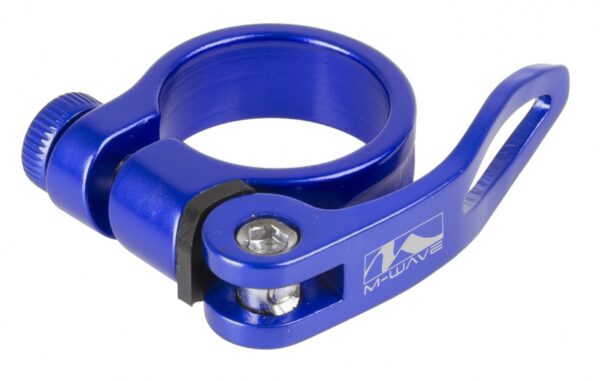 Zadelpenklem Clampy-QR 31,8 mm aluminium blauw https://www.wijverkopentweedehandsfietsen.nl/