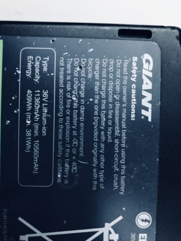 GIANT Accu 36V-11AH 409WH Li-ion - Afbeelding 4