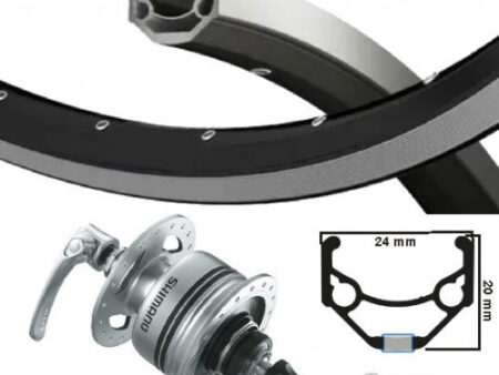 VOORWIEL MET SHIMANO NAAFDYNAMO 28 INCH V-BRAKE QR ZWARTE VELG / RVS SPAAK UITVAL